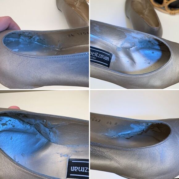 Vintage Stuart Weitzman Pewter Champaign Beige Leather Pumps 3” Heel- Size 8.5 - Picture 15 of 15